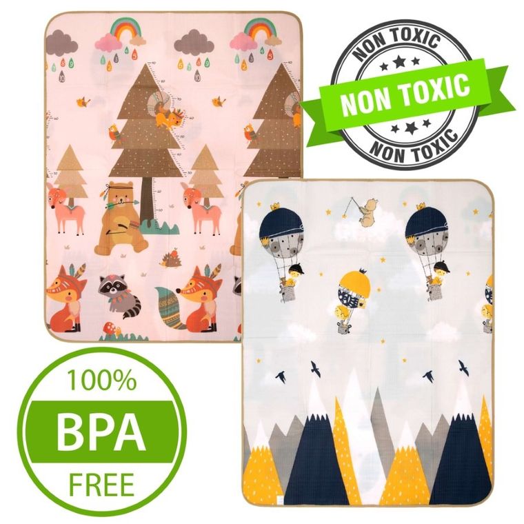 Humbi, dwustronna mata edukacyjna z pianki EPE, zwierzęta leśne, 150-180 cm