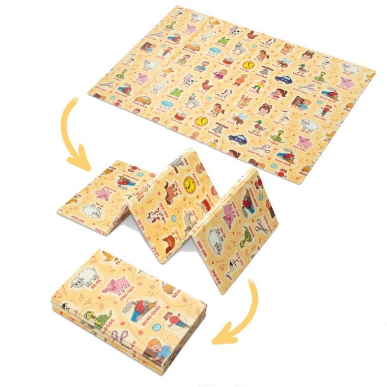 Humbi, dwustronna mata edukacyjna z pianki XPE, onomatopeje zwierząt, polski alfabet, 120-180 cm