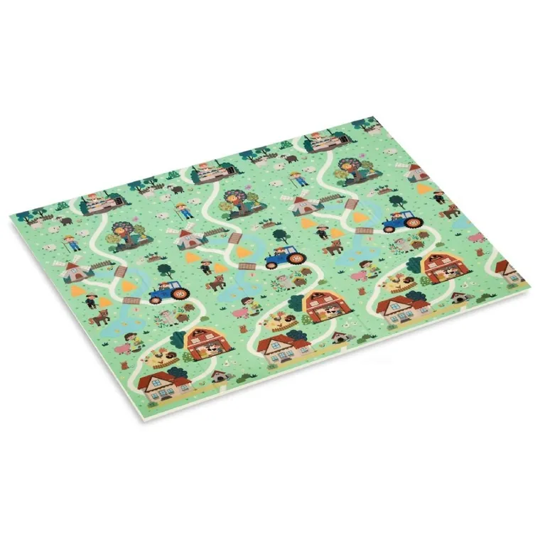 Humbi, dwustronna mata edukacyjna z pianki XPE, wieś i las, 180-200 cm