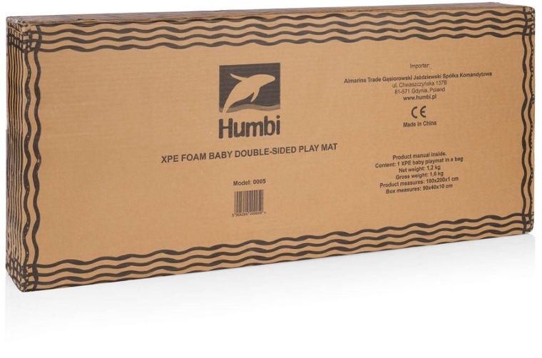 Humbi, dwustronna składana mata edukacyjna z pianki, 200-180-1 cm