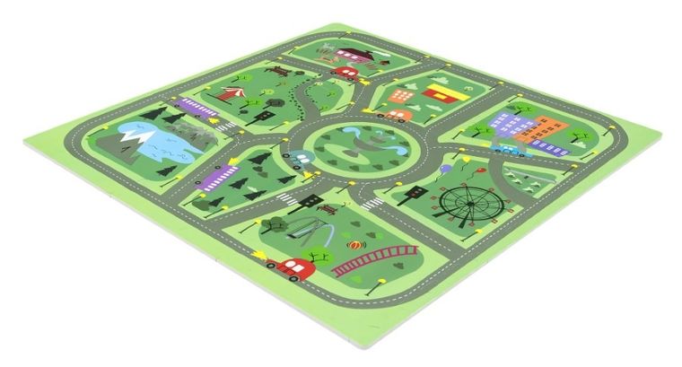 Humbi, mata piankowa, puzzle, miasto, 90-90 cm