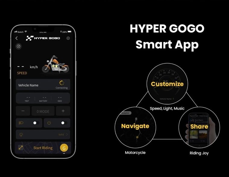 Hyper Gogo, Cruiser 12 Plus, Motocykl, pojazd na akumulator, z dostępem do aplikacji, zielony