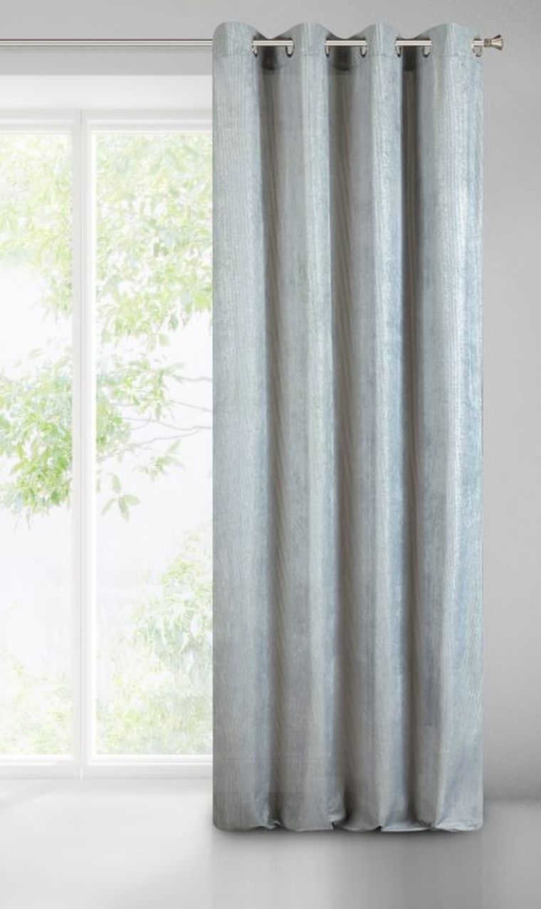 Ibbie, zasłona o strukturze sztruksu ze srebrnym nadrukiem, 140-250 cm