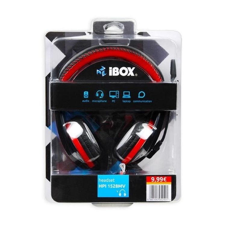 Ibox, słuchawki z mikrofonem, SHPI1528MV, czerwone