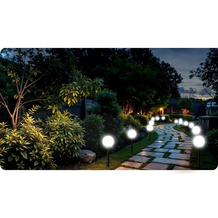 Ilumen, lampka solarna, biała, kula, 4 szt.