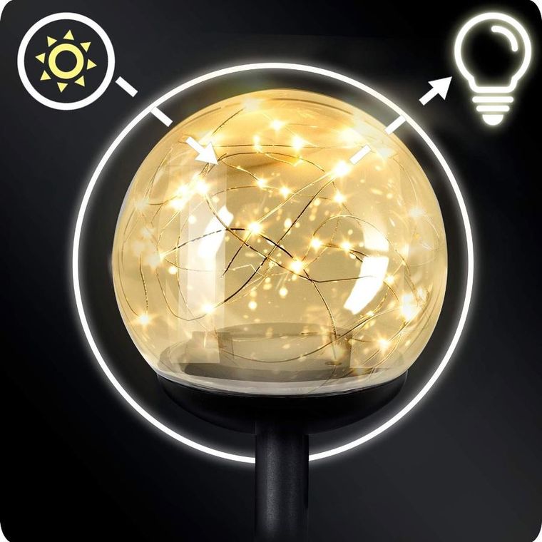 Ilumen, lampka solarna, przeźroczysta, kula, 4 szt.