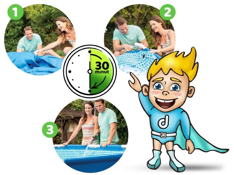 Intex, basen ogrodowy, stelażowy, 260-160-65 cm, zestaw 15w1