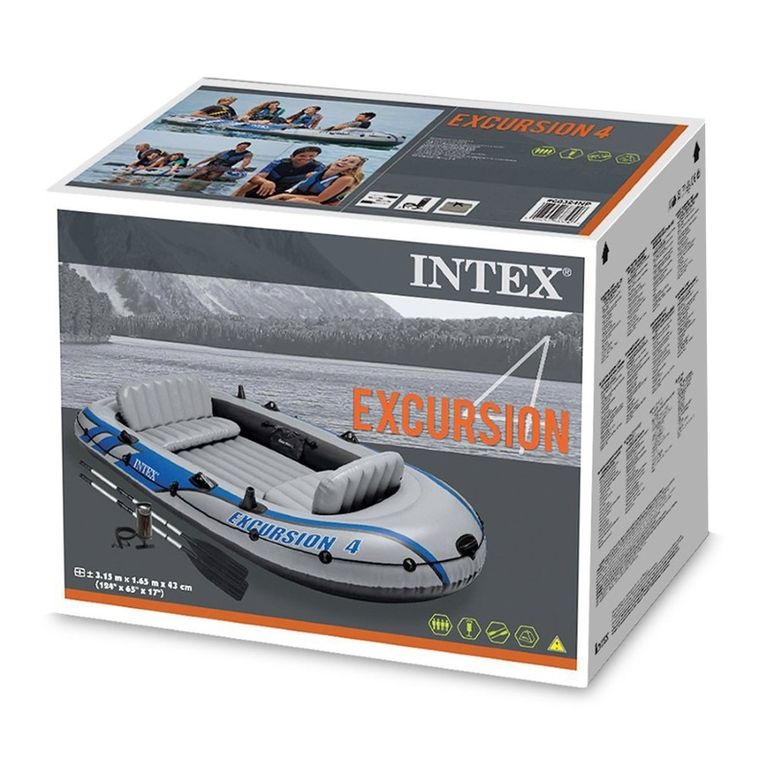 Intex, Excursion 4, ponton, z wiosłami i pompką, 315-165-43 cm