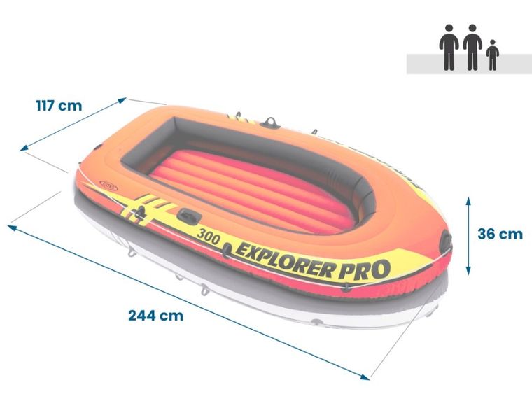 Intex, Explorer PRO 300, ponton, z wiosłami i pompką, 244-117-36 cm