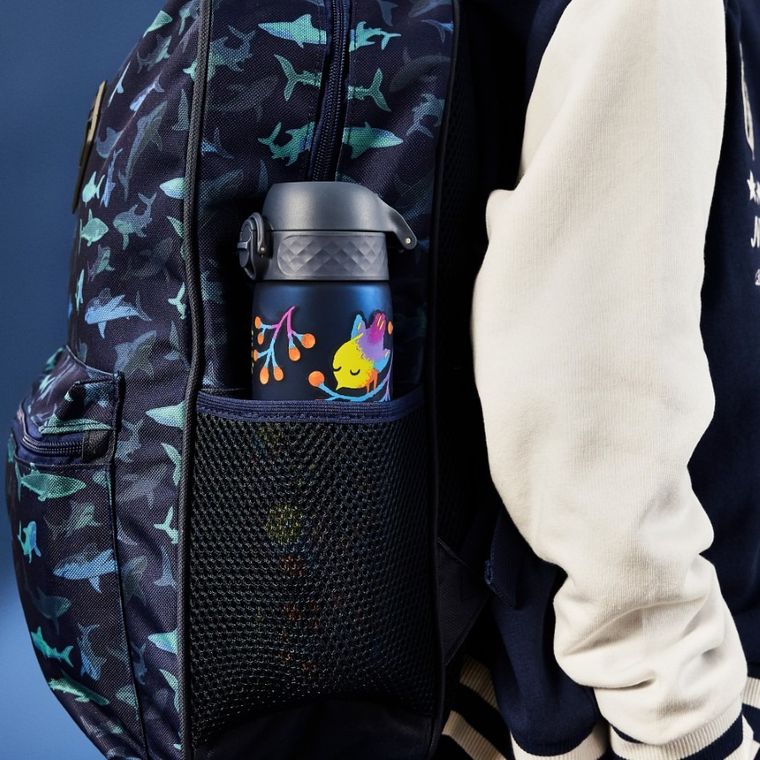 ION8, Egzotyczne ptaki, bidon z ustnikiem, niebieski, 500 ml