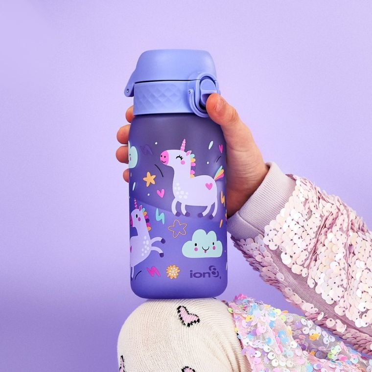 ION8, Jednorożec, bidon z ustnikiem, fioletowy, 350 ml