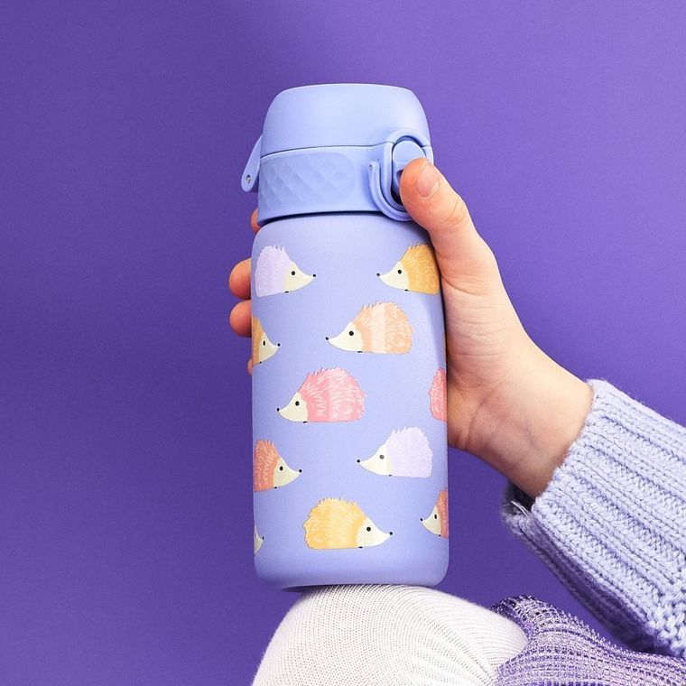 ION8, Jeże, stalowy bidon z ustnikiem, fioletowy, 400 ml