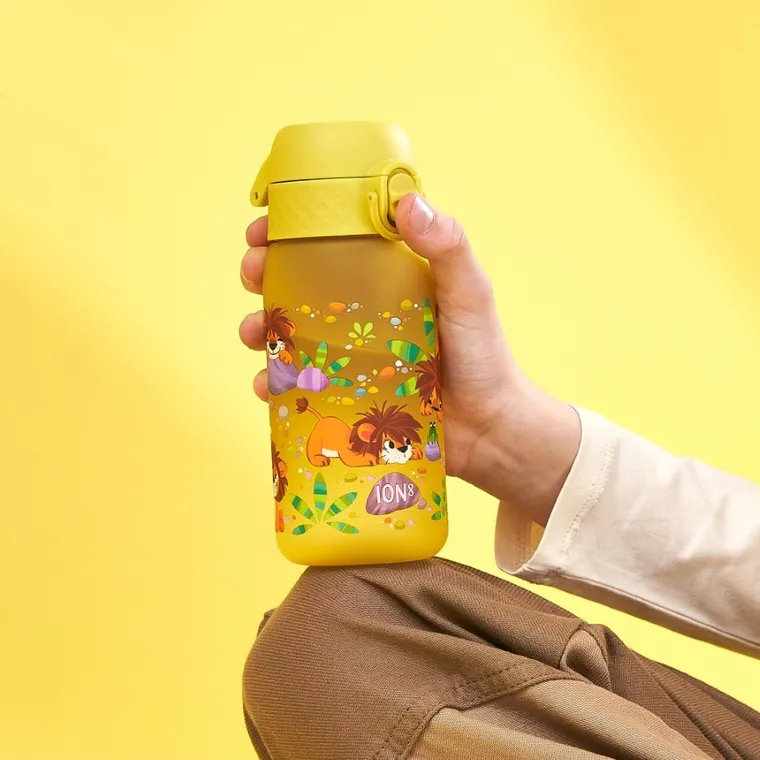 ION8, Lew i dżungla, bidon z ustnikiem, żółty, 350 ml
