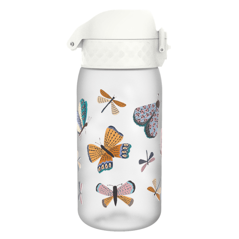 Ion8, Motylki, bidon z ustnikiem, biały, 350 ml