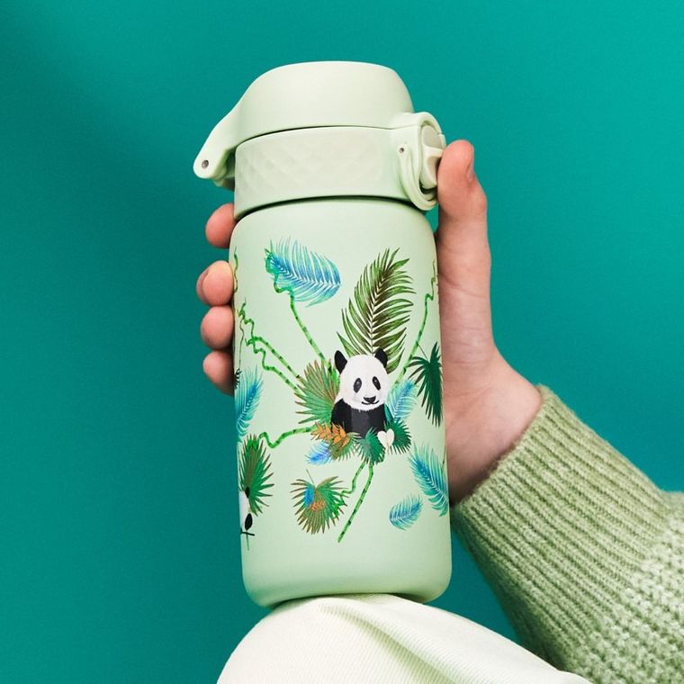 ION8, Panda, bidon termiczny z ustnikiem, zielony, 320 ml