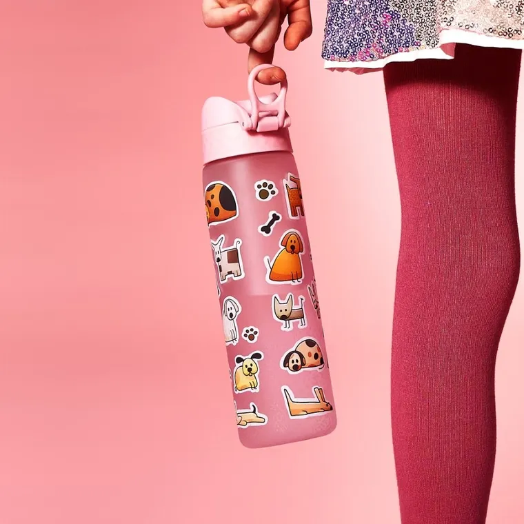 Ion8, Pieski, bidon z ustnikiem, jasny róż, 500 ml