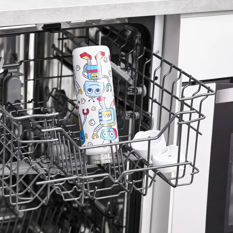 ION8, Roboty, bidon stalowy z ustnikiem, biały, 600 ml