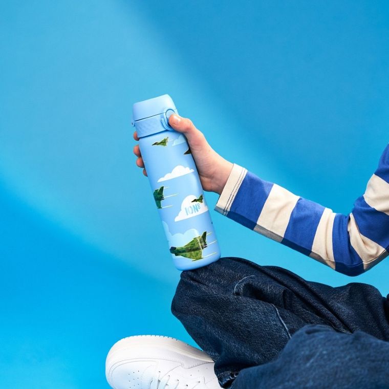 ION8, Samoloty, bidon stalowy z ustnikiem, niebieski, 600 ml