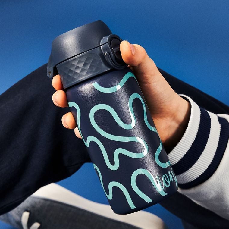 ION8, Szlaczki, bidon termiczny z ustnikiem, próżniowy, granatowy, 320 ml