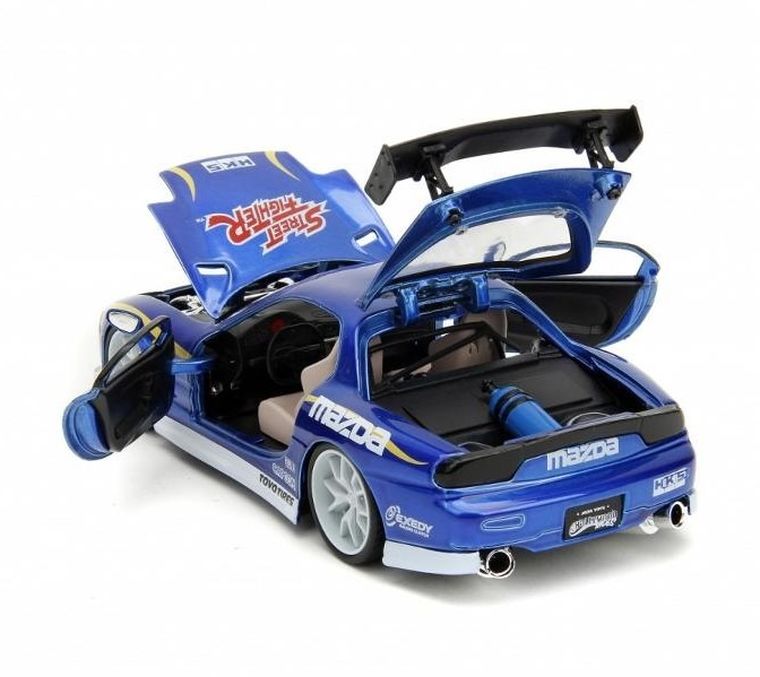 Jada Toys, Street Fighter, 1993 Mazda RX7, model pojazdu z figurką, 1:24