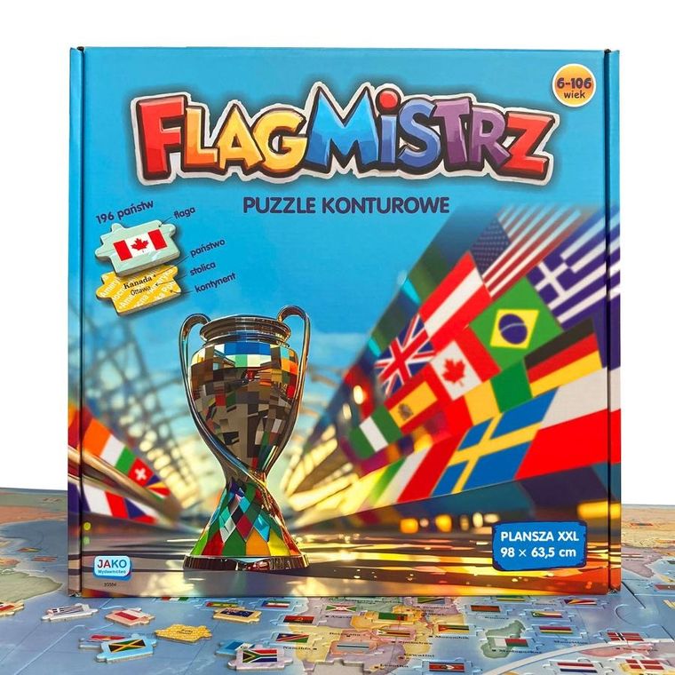 Jako, Flagmistrz, puzzle konturowe, gra edukacyjna, 200 elementów