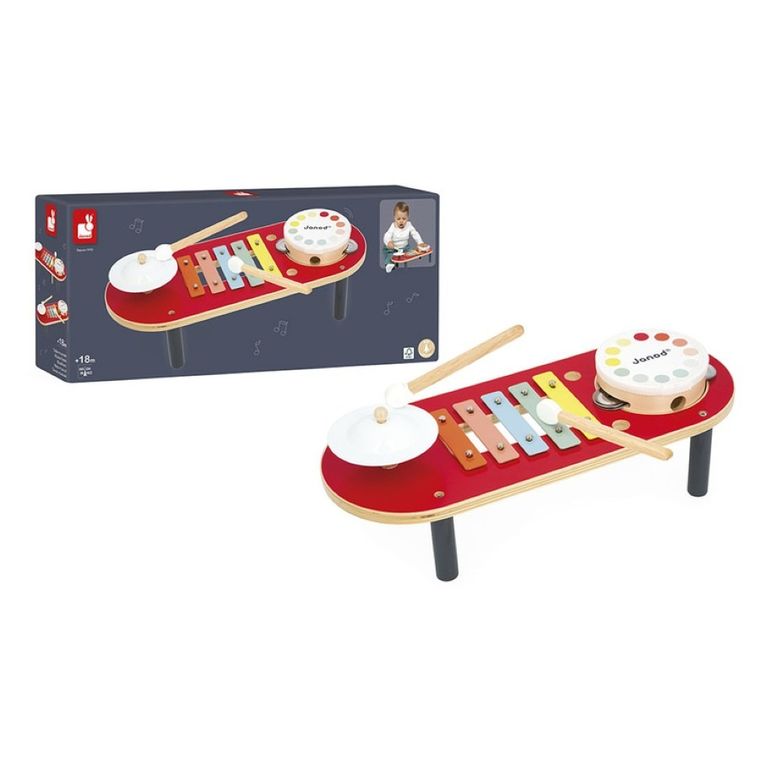 Janod, Confetti, stolik muzyczny, drewniane instrumenty