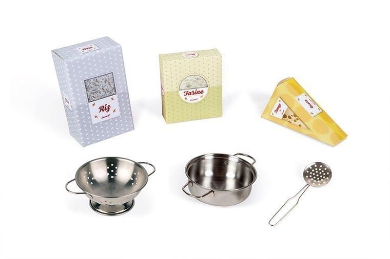 Janod, drewniana kuchnia z dźwiękiem, światłem LED i 6 akcesoriami