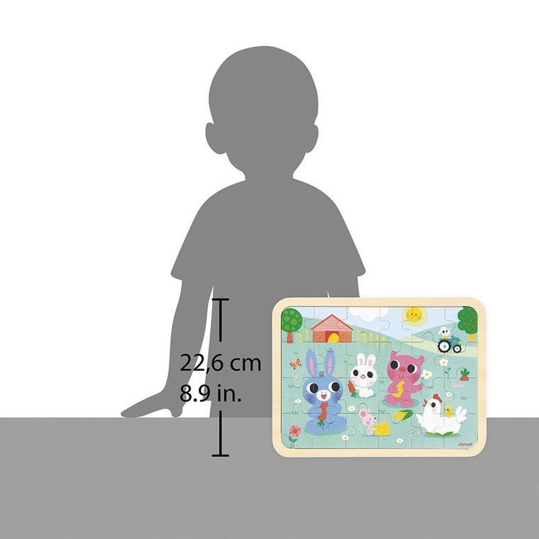 Janod, Farma, puzzle drewniane, 24 elementy