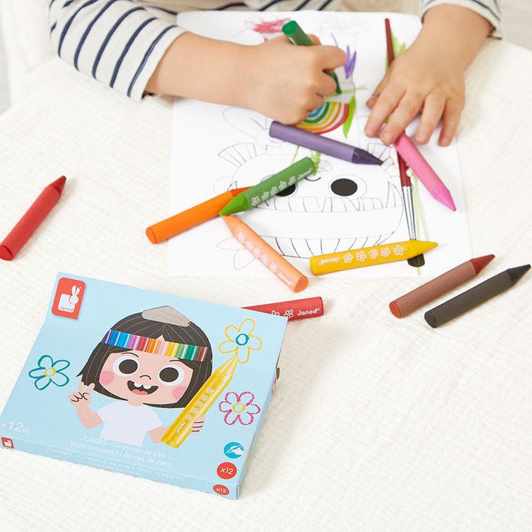 Janod, kredki woskowe, 12 kolorów