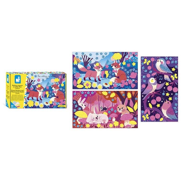 Janod, Leśni przyjaciele, Naklejki piankowe i fluorescencyjne piaski