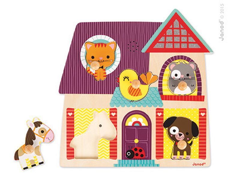 Janod, Moi mali przyjaciele, drewniane puzzle muzyczne
