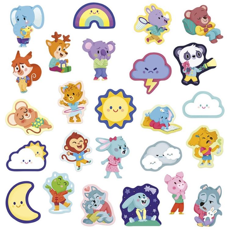 Janod, naklejki, emocje, 100 szt.