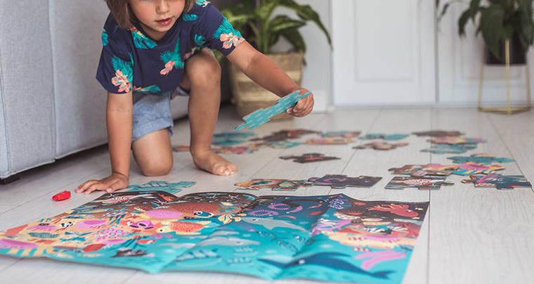 Janod, Ocean, świecące puzzle z mini-lampką UV, 24 elementy