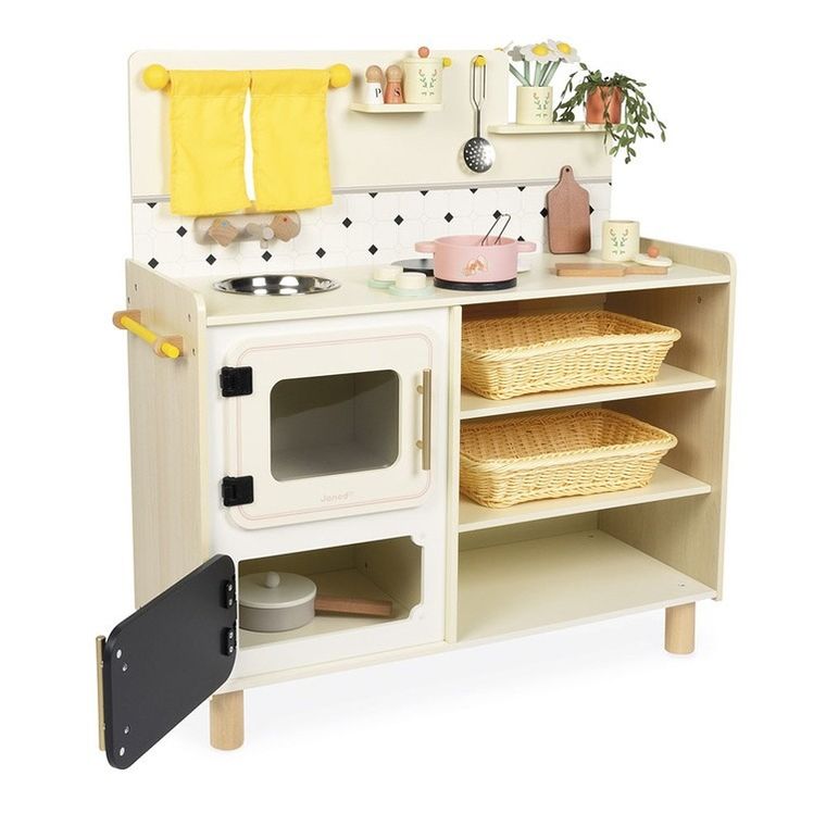 Janod, Shiny Grandma, drewniana kuchnia z 19 akcesoriami