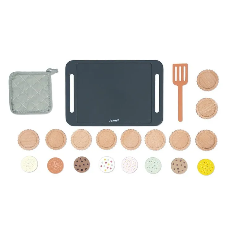 Janod, Shiny Grandma, drewniany zestaw do pieczenia ciasteczek, 21 elementów