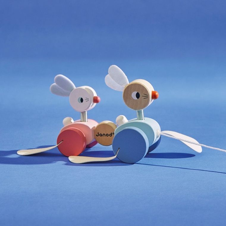 Janod, zajączki drewniane do ciągnięcia