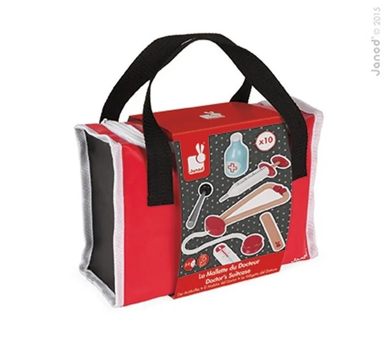 Janod, zestaw lekarza z akcesoriami, 10 elementów