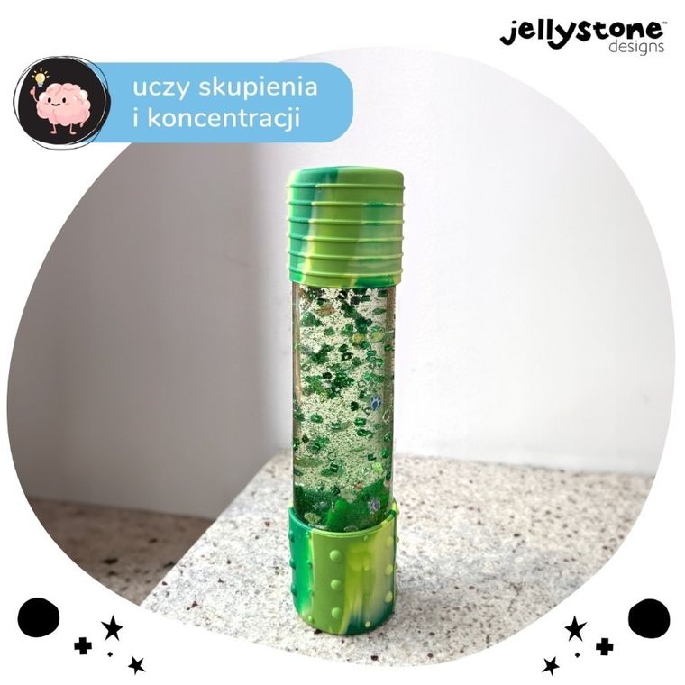 Jellystone Designs, butelka sensoryczna DIY, dinozaur