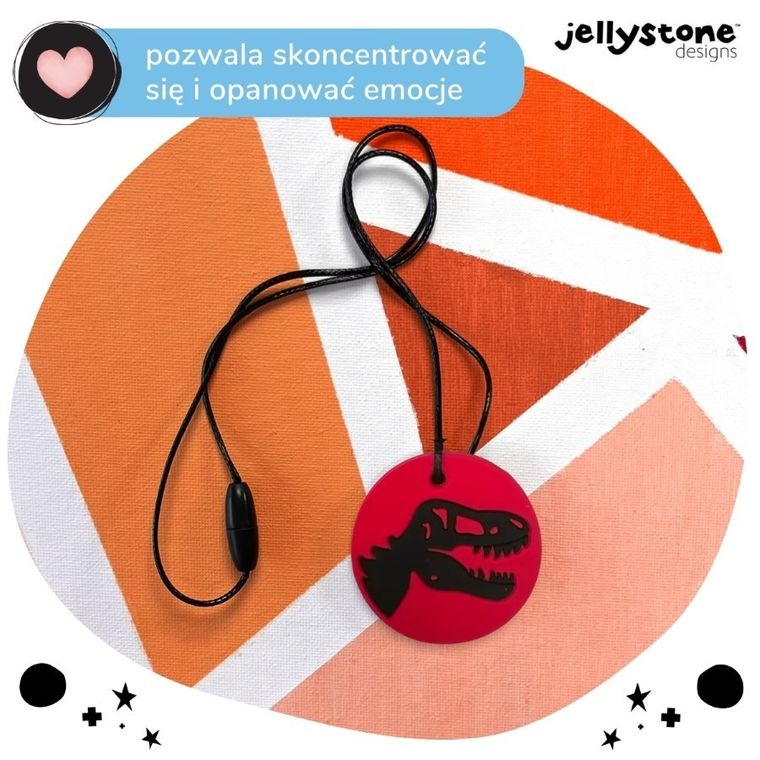Jellystone Designs, Dinozaur, wisiorek antystresowy, czerwony