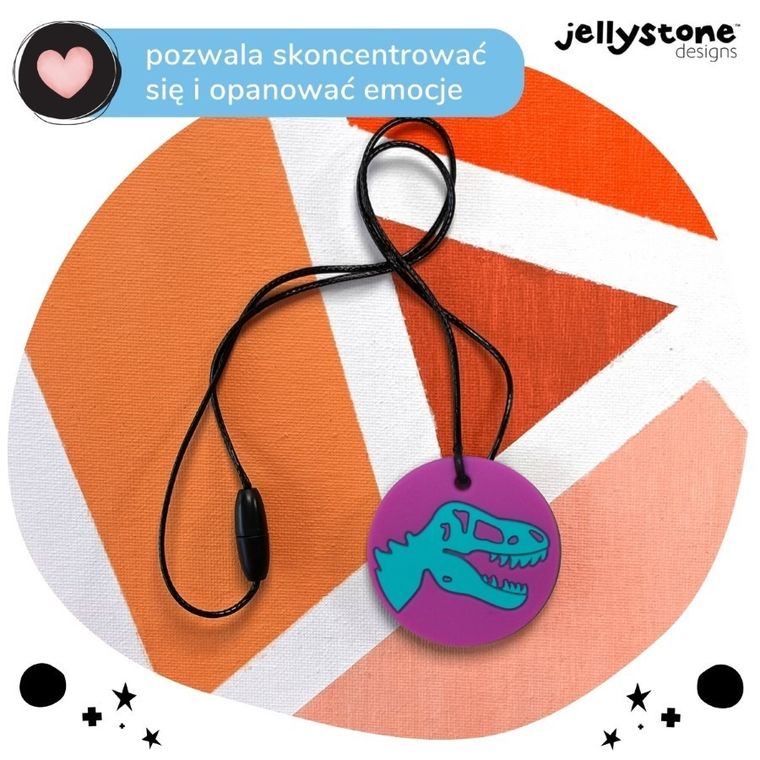 Jellystone Designs, Dinozaur, wisiorek antystresowy, fioletowy