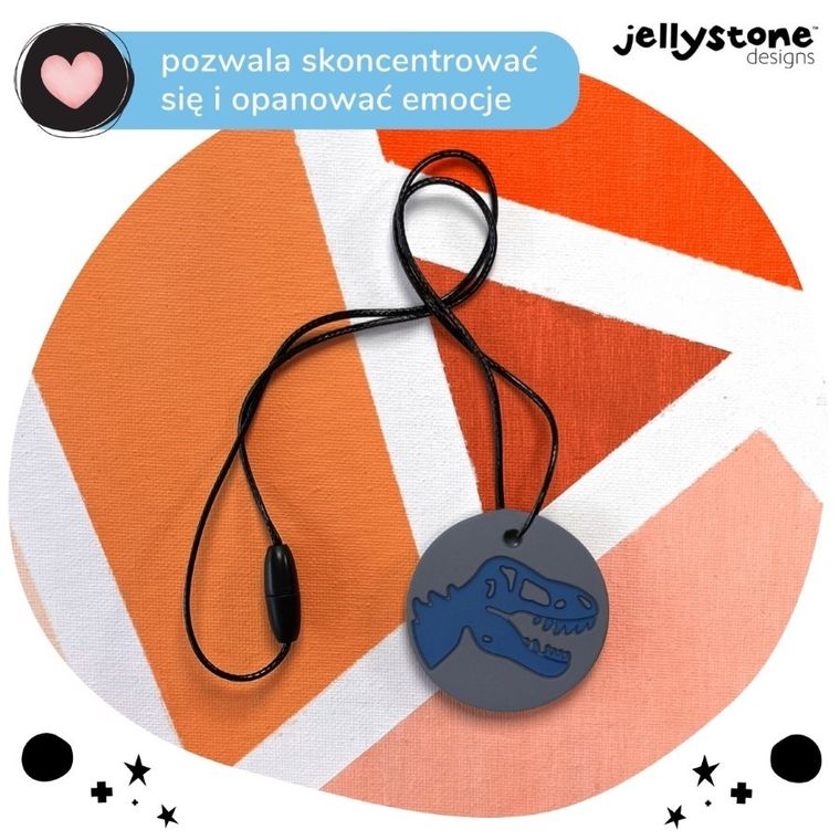 Jellystone Designs, Dinozaur, wisiorek antystresowy, szary