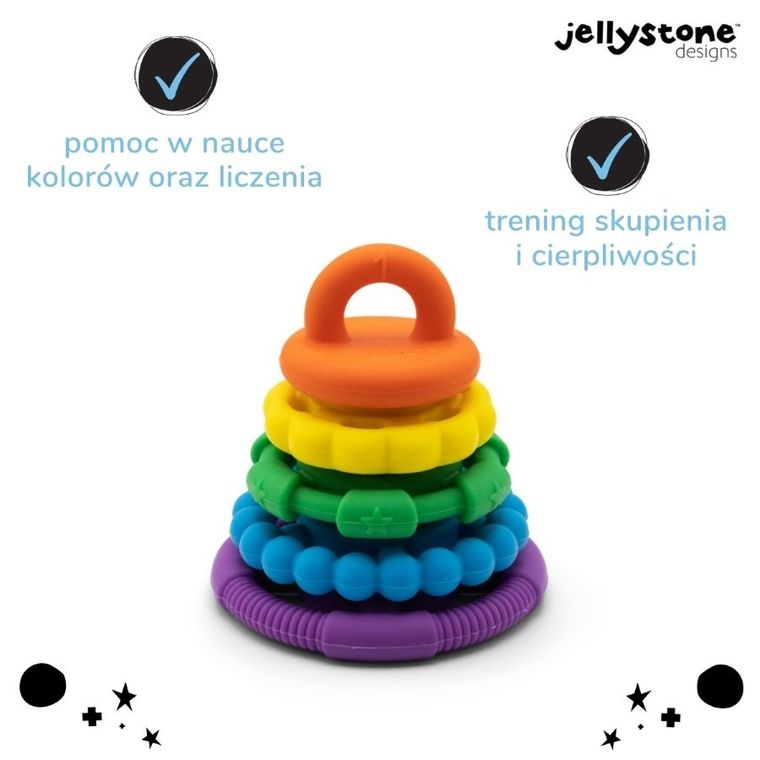 Jellystone Designs, Mała Wieża, silikonowy gryzak, tęczowy