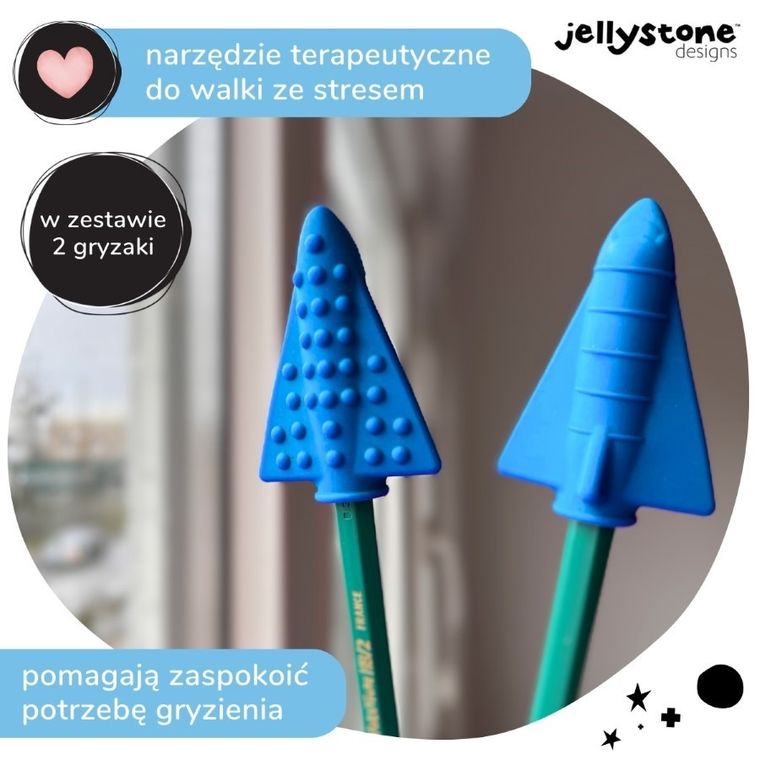 Jellystone Designs, nakładki antystresowe na ołówek, niebieski, 2 szt.