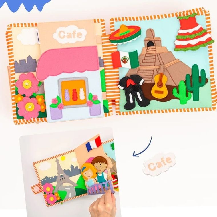 Jolly Designs. Dookoła Świata. Książeczka sensoryczno-manipulacyjna