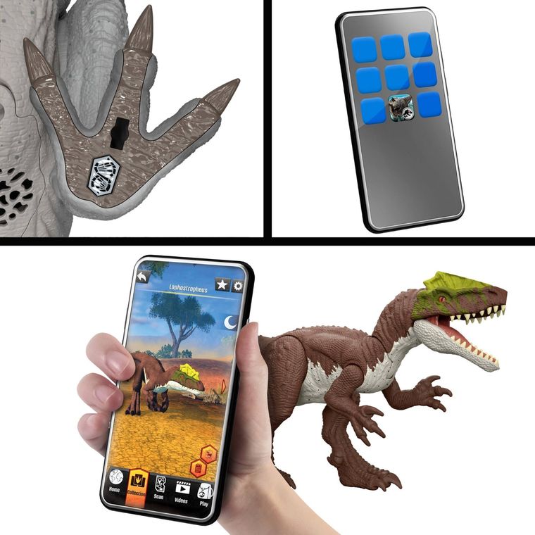 Jurassic World, Bite ‘n Blast, Mozazaur Atak paszczą, dinozaur z funkcją + mała figurka, zestaw