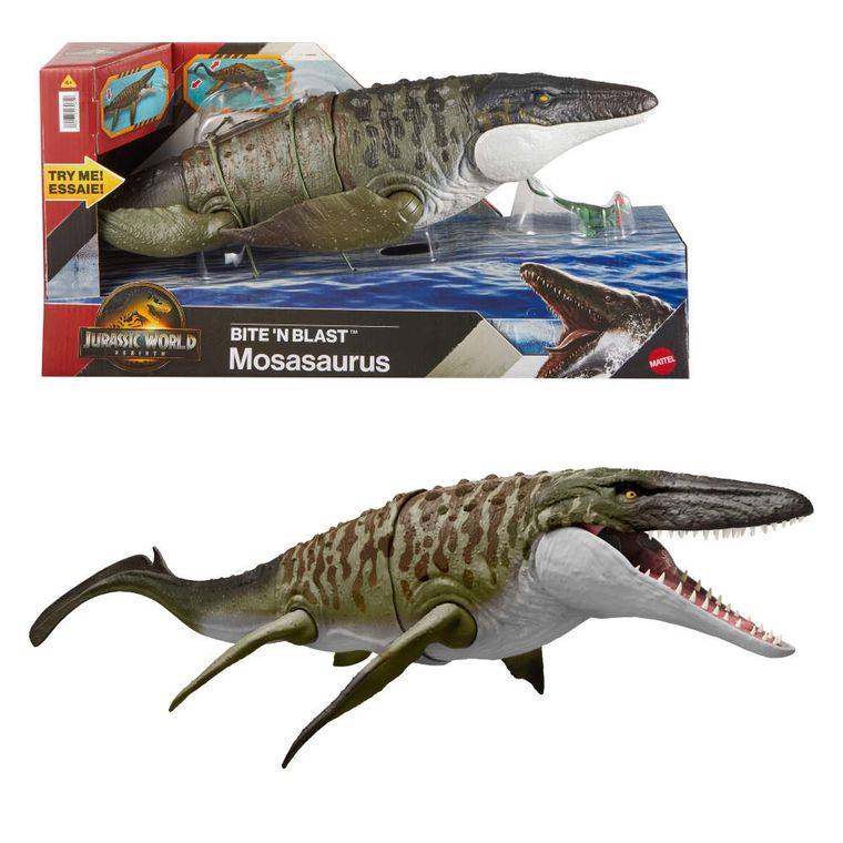 Jurassic World, Mozazaur - Atak paszczą, dinozaur z funkcją, figurka, 65 cm