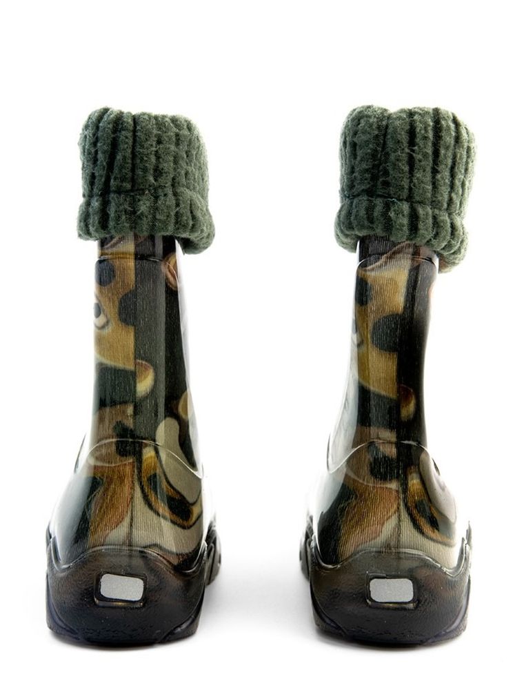 Kalosze chłopięce, ocieplane, brązowe, Stormer Lux Print, Demar