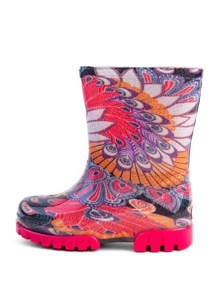 Kalosze dziewczęce, różowo-czarne, Demar