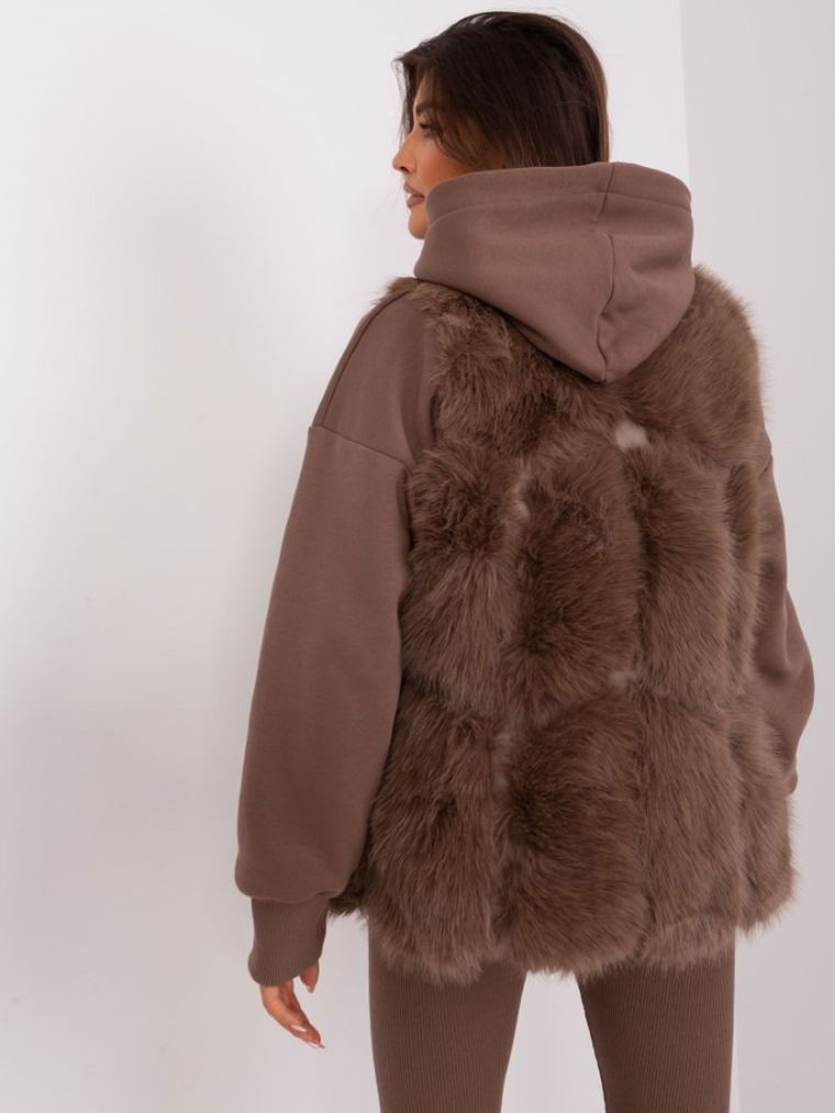 Kamizelka damska, brązowa, Italy Moda