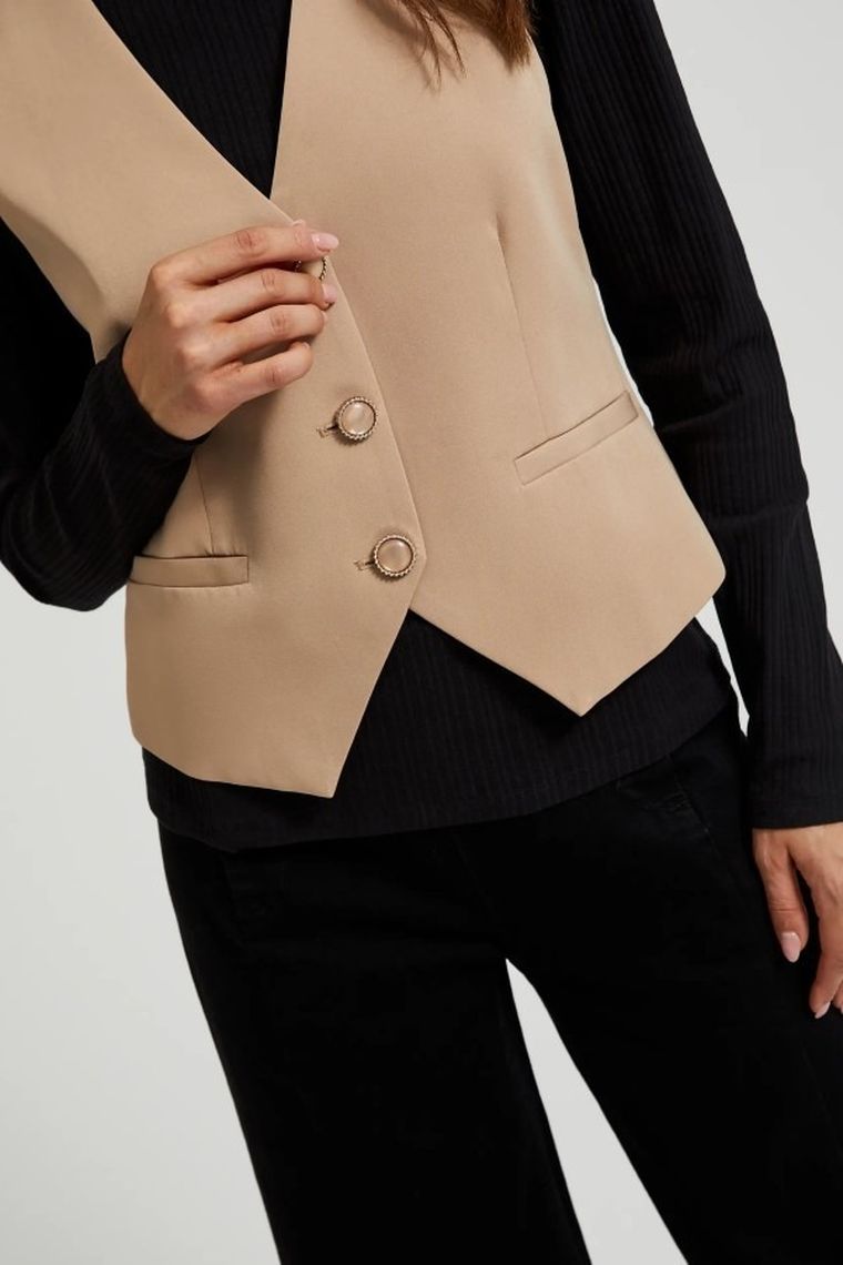 Kamizelka damska, brązowa, Moodo